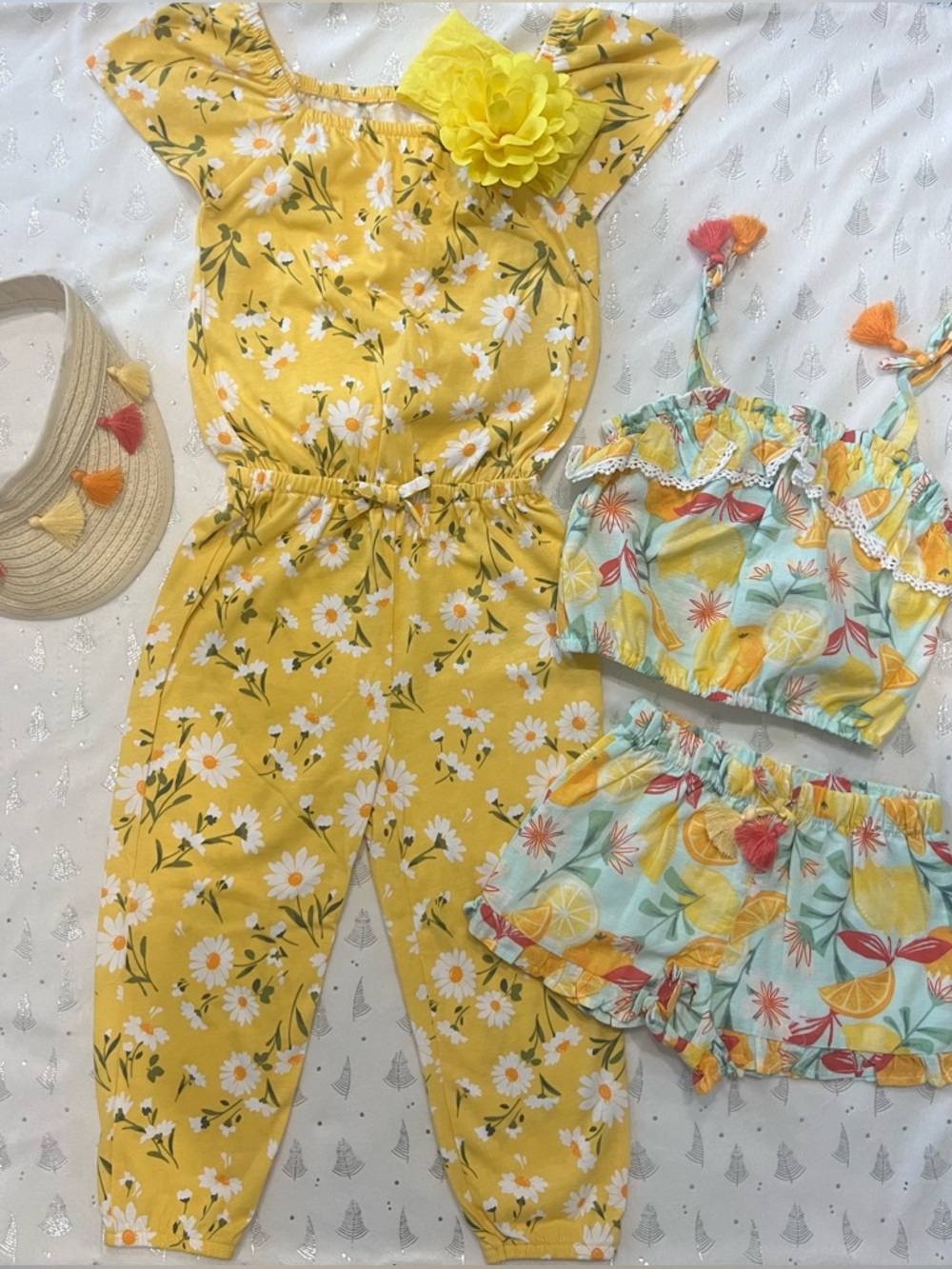 Girls 3T Summer Bundle 🌼 The Children’s Place Romper + Lemon Set + Hat